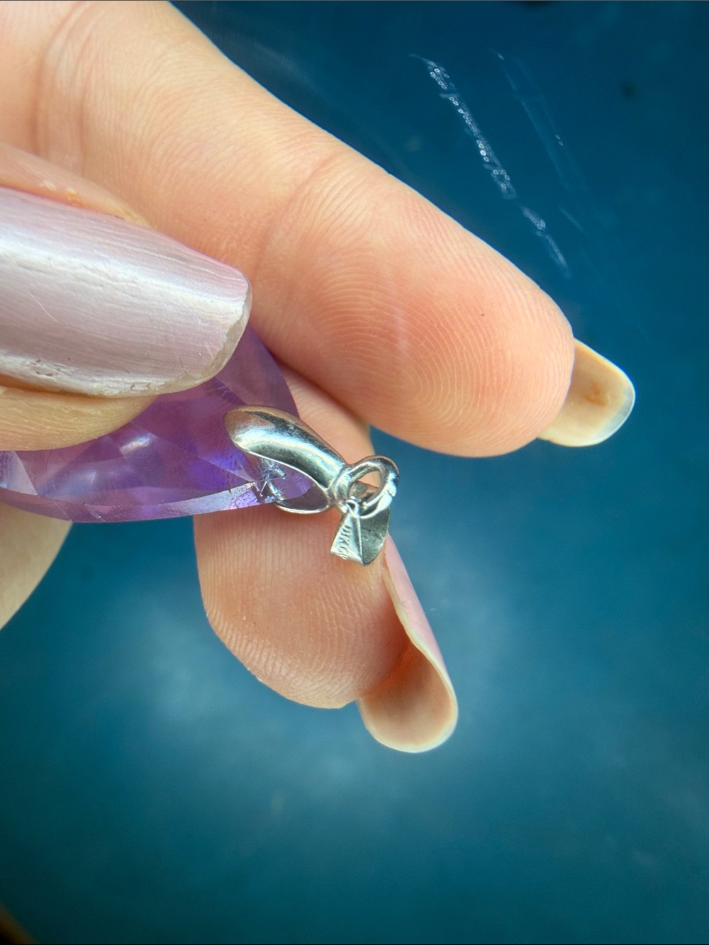 Purple Crystal Pendant Necklace -18k